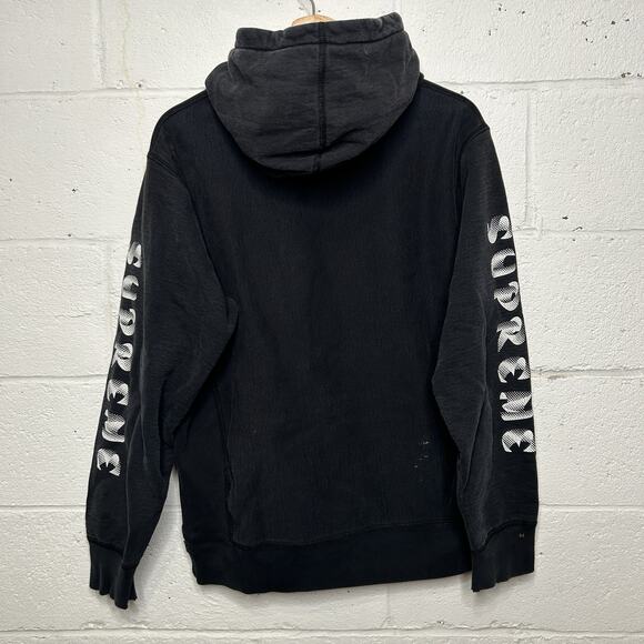 Supreme Gradient Sleeve Logo Hooded Sweatshirt “Black” FW18 - Picture 2 of 14